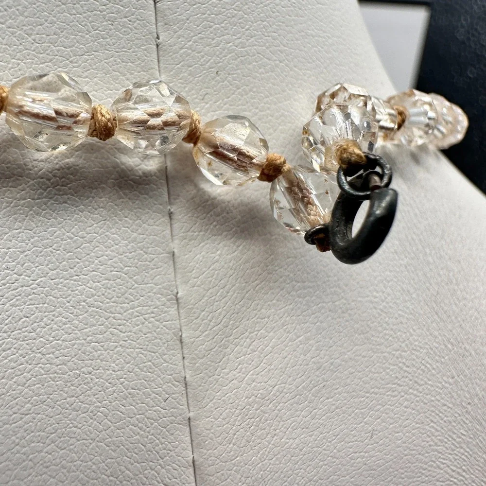 Vintage 90s Clear Faceted Crystal Beaded Necklace Women's Classic Jewelry‎ Retro
